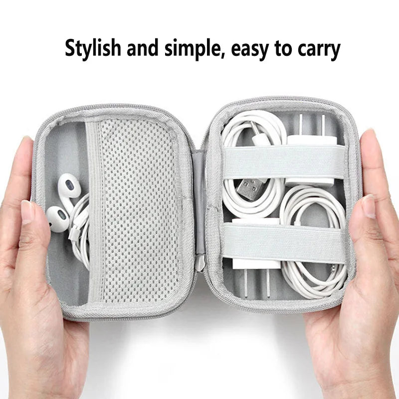 Mini Earphone Storage Bags Small Oval Hard Shell Data Cable Organizer Bag Tech Gadgets Portable Case Charger U Disk Zipper Pouch