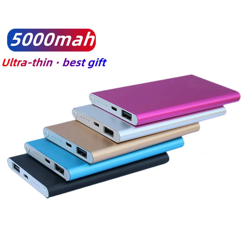 5Pcs Mobile Power Bank 5000mah Power Banks USB Chargers For Mobile Power Supply Ultra Thin Portable Wholesale