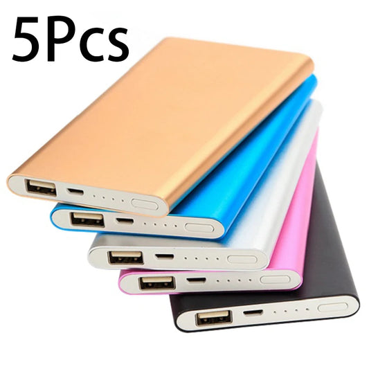 5Pcs Mobile Power Bank 5000mah Power Banks USB Chargers For Mobile Power Supply Ultra Thin Portable Wholesale